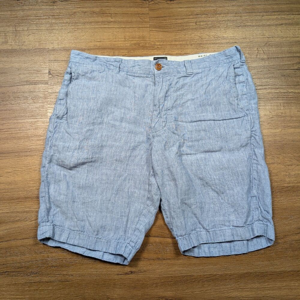 J Crew Stanton Shorts Men's Size 34 Blue Baird McNutt Irish Linen Flat Front